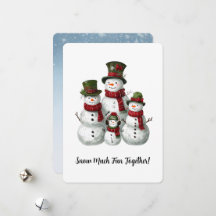 Lieve Sneeuwman Familie in bijpassende Mutsen & Sj