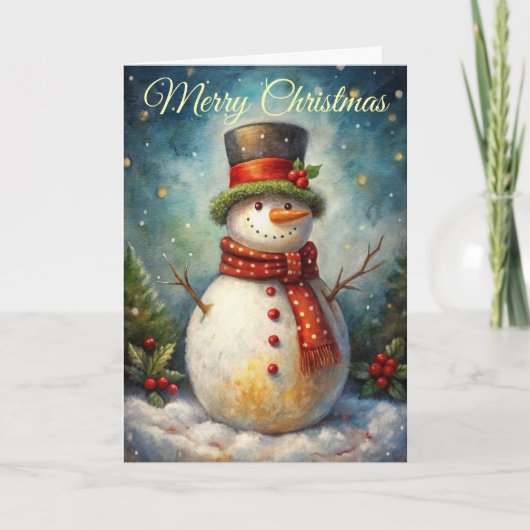 Lieve Sneeuwman Feestdagen Kaart (Voorkant)