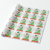 Lieve sneeuwman in een sneeuwbol met kerstboom cadeaupapier (Uitgerold)
