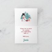 Lieve Sneeuwman Kerst Verjaardagsfeestje Bedankkaart (Binnen)