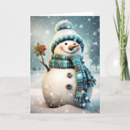 Lieve Sneeuwman Kerstkaart Feestdagen Kaart