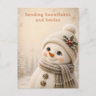 Lieve Sneeuwman Kerstkaart Feestdagenkaart