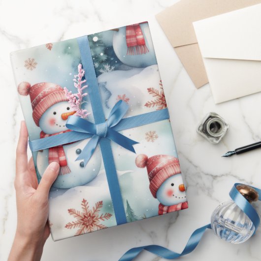 Lieve Sneeuwman Kerstmis  Cadeaupapier (Geschenken)