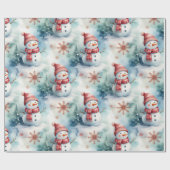 Lieve Sneeuwman Kerstmis  Cadeaupapier (Vlak)
