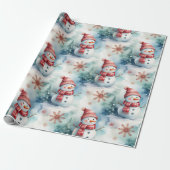 Lieve Sneeuwman Kerstmis  Cadeaupapier (Uitgerold)