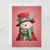 Lieve Sneeuwman Kerstvakantie Feest Uitnodiging (Achterkant)