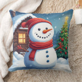 Lieve sneeuwman met kerstboom kussen (Deken)