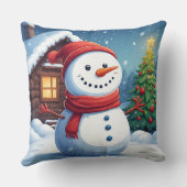 Lieve sneeuwman met kerstboom kussen (Achterkant)
