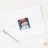 Lieve Sneeuwman met Rode Muts Sticker (Envelop)