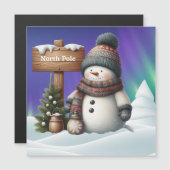 Lieve sneeuwman op de Noordpool met noorderlicht (Voorkant / Achterkant)