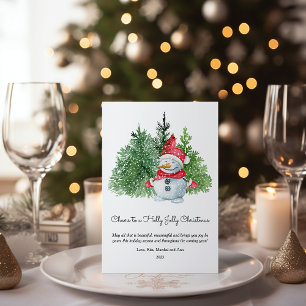 Lieve Sneeuwman Prettig Kerstmis Plat Design Feestdagenkaart
