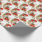 Lieve Sneeuwman Rood Petje Groene Handschoenen op  Cadeaupapier (Hoek)