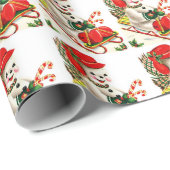 Lieve Sneeuwman Rood Petje Groene Handschoenen op  Cadeaupapier (Rol Hoek)