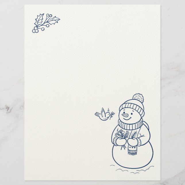 Lieve Sneeuwman Vakantie Briefpapier Briefhoofd (Voorkant)