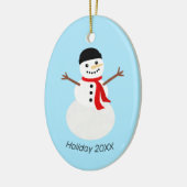 Lieve Sneeuwman Vakantie Keramisch Ornament (Links)
