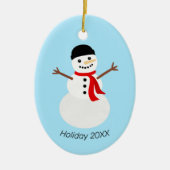 Lieve Sneeuwman Vakantie Keramisch Ornament (Voorkant)