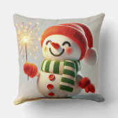 Lieve Sneeuwman Winter Vakantie Kerstmis Kussen (Achterkant)