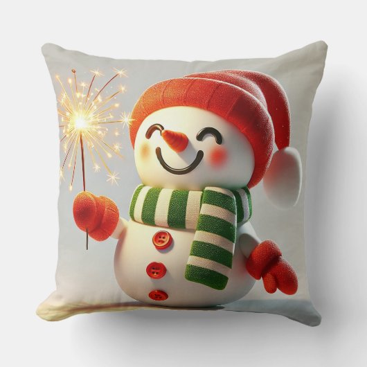 Lieve Sneeuwman Winter Vakantie Kerstmis Kussen (Voorkant)