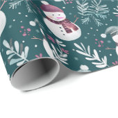 Lieve Sneeuwmannen Groene Kerstmis Cadeaupapier (Rol Hoek)