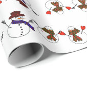 Lieve Sneeuwmannen Kerstmis Cadeaupapier (Rol Hoek)