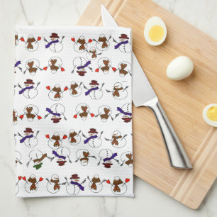 Lieve Sneeuwmannen Kerstmis Theedoek