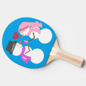 Lieve Sneeuwmensen Verliefd: Blauwgroen Tafeltennisbatje (Zijkant)