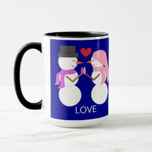 Lieve Sneeuwmensen Verliefd: Donkerblauw Mok
