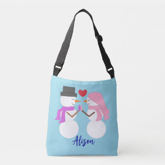 Lieve Sneeuwmensen Verliefd: Lichtblauw Crossbody Tas