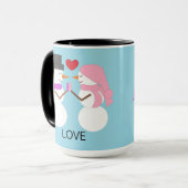 Lieve Sneeuwmensen Verliefd: Lichtblauw Mok (Voorkant links)