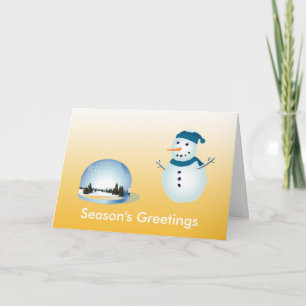 Lieve snowman en snowy-wereldseizoenen feestdagen kaart