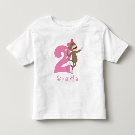 Lieve Sock Monkey Meisje Verjaardag Leeftijd Kinder Shirts (Voorkant)