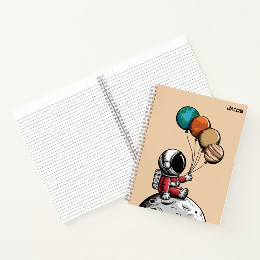 Lieve Speelse Astronaut,Planeet Buitenruimte,Op Ma Notitieboek (Binnen)