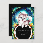 Lieve Speelse Bos Wolf Verjaardag Bedankkaart (Voorkant / Achterkant)