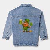 Lieve/speelse kabouter St. Patrick's Day  Denim Jacket (Achterkant)