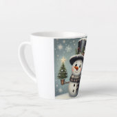 Lieve speelse Kerstmis/winter sneeuwman Latte Mok (Linkerhoek)