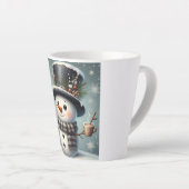 Lieve speelse Kerstmis/winter sneeuwman Latte Mok (Rechterhoek)