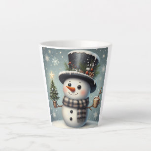 Lieve speelse Kerstmis/winter sneeuwman Latte Mok