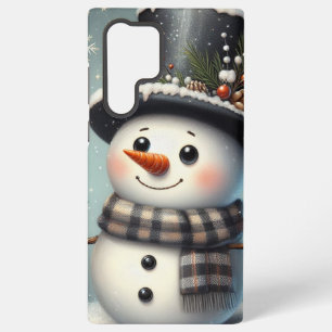 Lieve speelse Kerstmis/winter sneeuwman Samsung Galaxy Hoesje