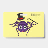 Lieve spin in cartoon met hoge hoed badge (Achterkant)