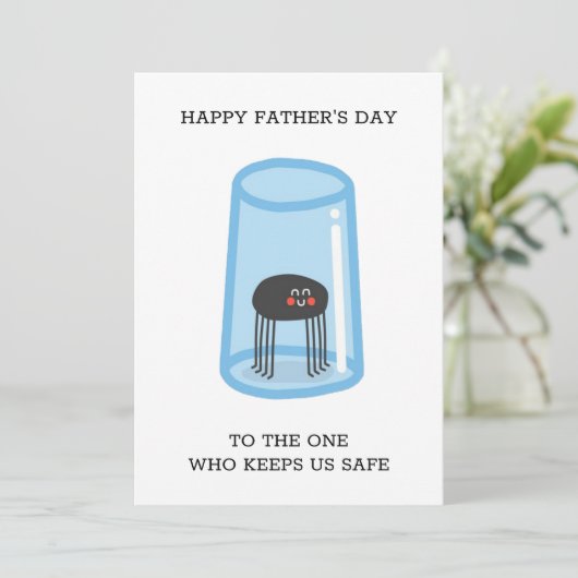 Lieve spin in glas grappige uitdrukking Vaderdag  Feestdagenkaart (Staand voorkant)