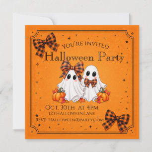 Lieve spookkinderen Halloween-feestuitnodiging Kaart