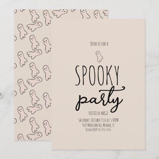 Lieve spooky feestje mini Doodle  Kaart (Voorkant / Achterkant)