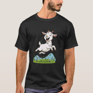Lieve springende geit in lentewijd cartoon t-shirt