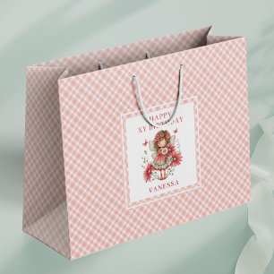 Lieve Sprookjesachtig Meisje Blozend Bloemen Verja Groot Cadeauzakje