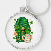 Lieve St. Patrick's Dag Kabouter die Koffie Drinkt Sleutelhanger (Voorkant)