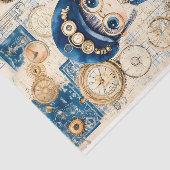 Lieve Steampunk Aquarel Pop, Blauwe BH8 Decoupage Tissuepapier (Detail)