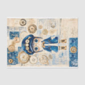 Lieve Steampunk Aquarel Pop, Blauwe BH8 Decoupage Tissuepapier (Voorkant)