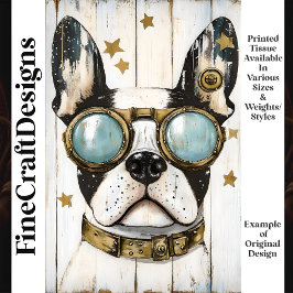 Lieve Steampunk Boston Terrier Hond K6 Découpage Tissuepapier