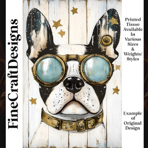 Lieve Steampunk Boston Terrier Hond K6 Découpage Tissuepapier