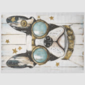 Lieve Steampunk Boston Terrier Hond K6 Découpage Tissuepapier (Voorkant)